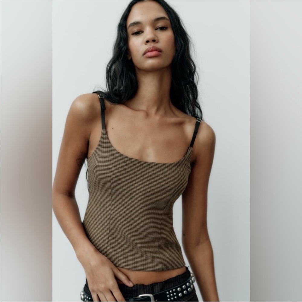Zara Viral Houndstooth Tank - Buckle Straps NWT SIZE SMALL